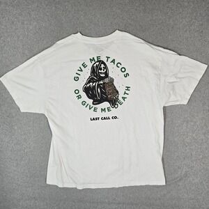 Last Call  Men Shirt XX-LARGE White Graphic Grim Reaper Skater Logo READ